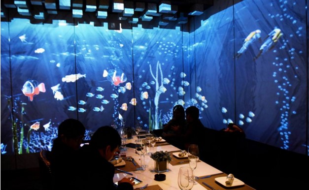 餐廳沉浸式墻面投影